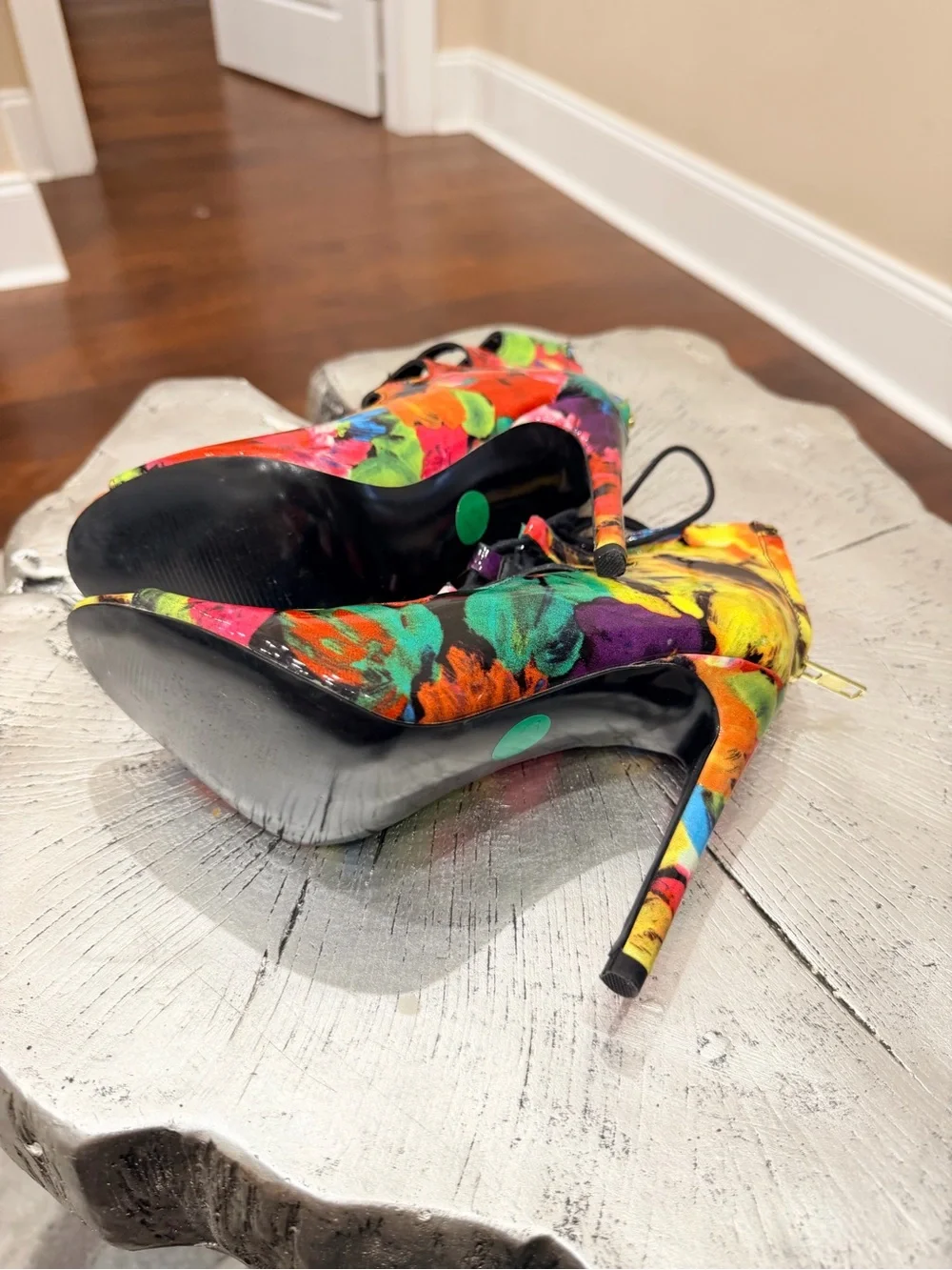 Steve Madden Multicolor Paint-Splash Lace-Up High Heels